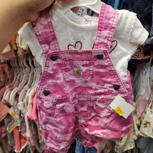 Kids Pink Camo Overalls
